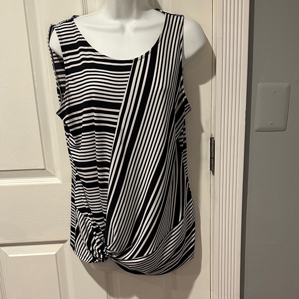 INC International Concepts Black and White Striped Tank Top